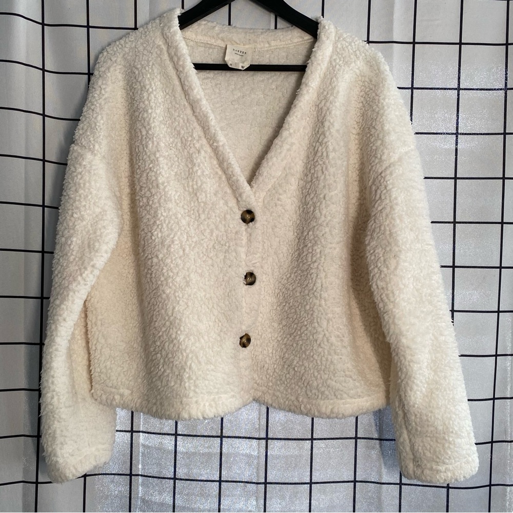 Harper Heritage Francesca’s Cream Cropped Teddy Cardigan Medium